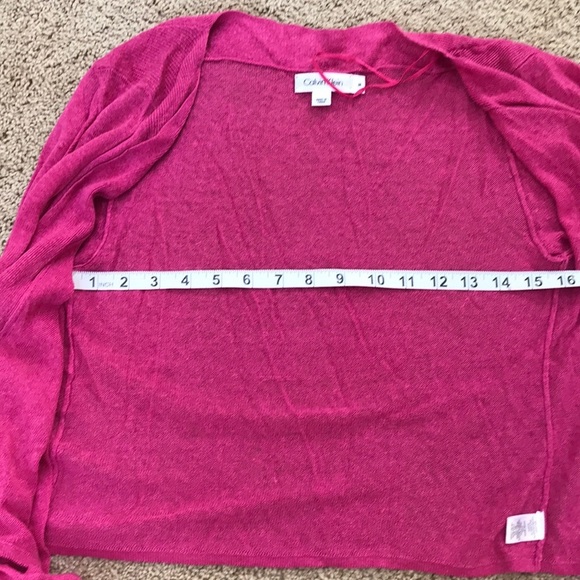 Calvin Klein medium linen blend open cardigan - Picture 7 of 8